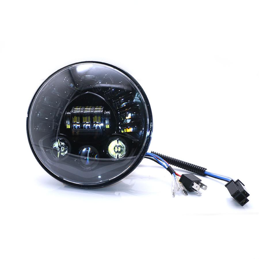 7 Inch Led Black Round Motorcycle Headlight With Hi/Lo Beam Projector Motor 7" Round Headlamp