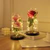 Glass Cover Immortal Rose Flower Ornaments LED Luminous Artificial Flower Creative Christmas Valentine's Day Gift
