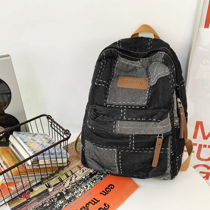 Школьный рюкзак Мужской для старшеклассников Большой вместимости Джинсовый Для учеников средней школы Женский рюкзак CLE