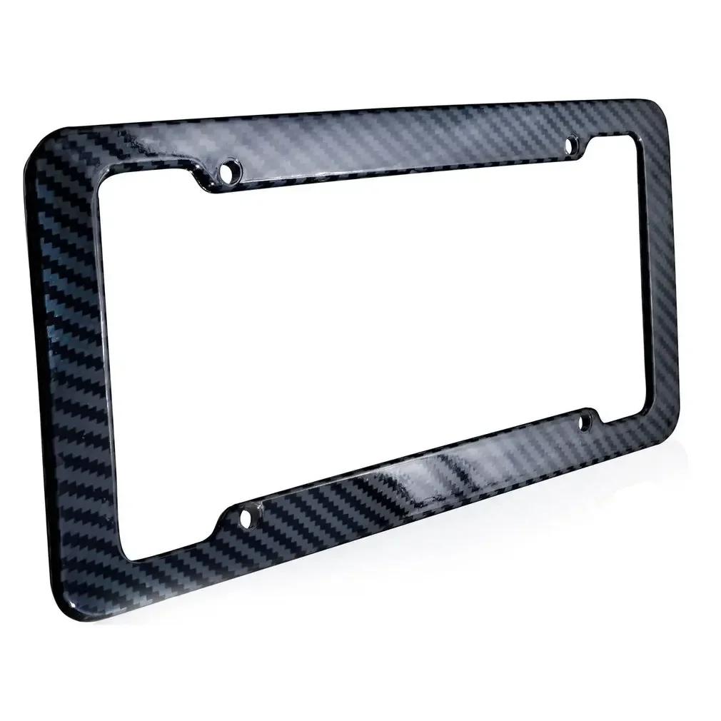 1/2 Plastic ABS Carbon Fiber Patterned License Plate Holder with Standard Screw Kit for License Plate Frame Protection Parts