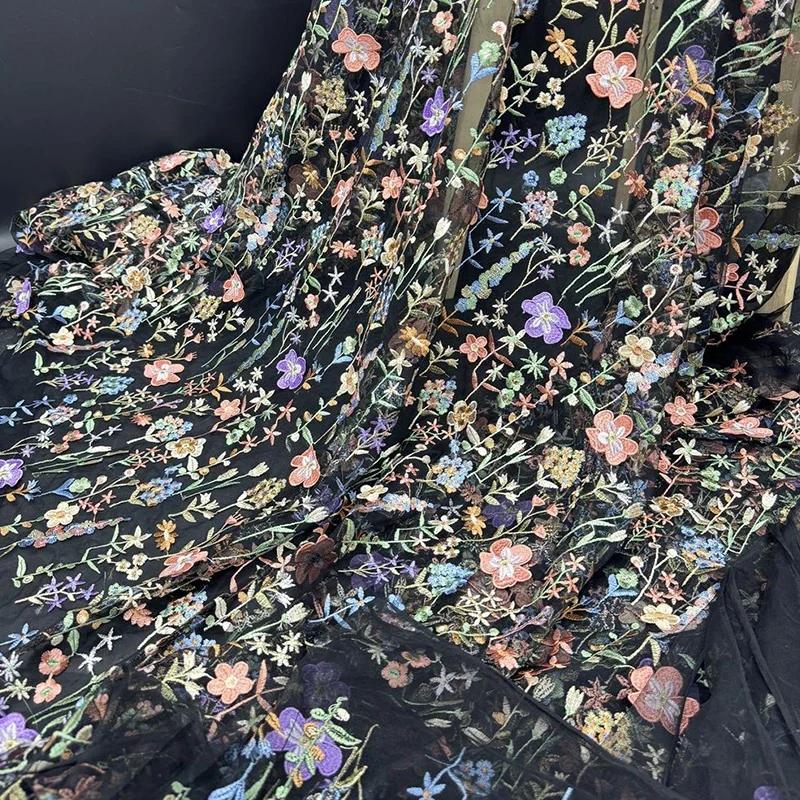 1 Yard 3D Flower Lace Tulle Fabric Delicate Embroidery Lace Fabric For Diy Sewing Wedding Dress Party Background Decor