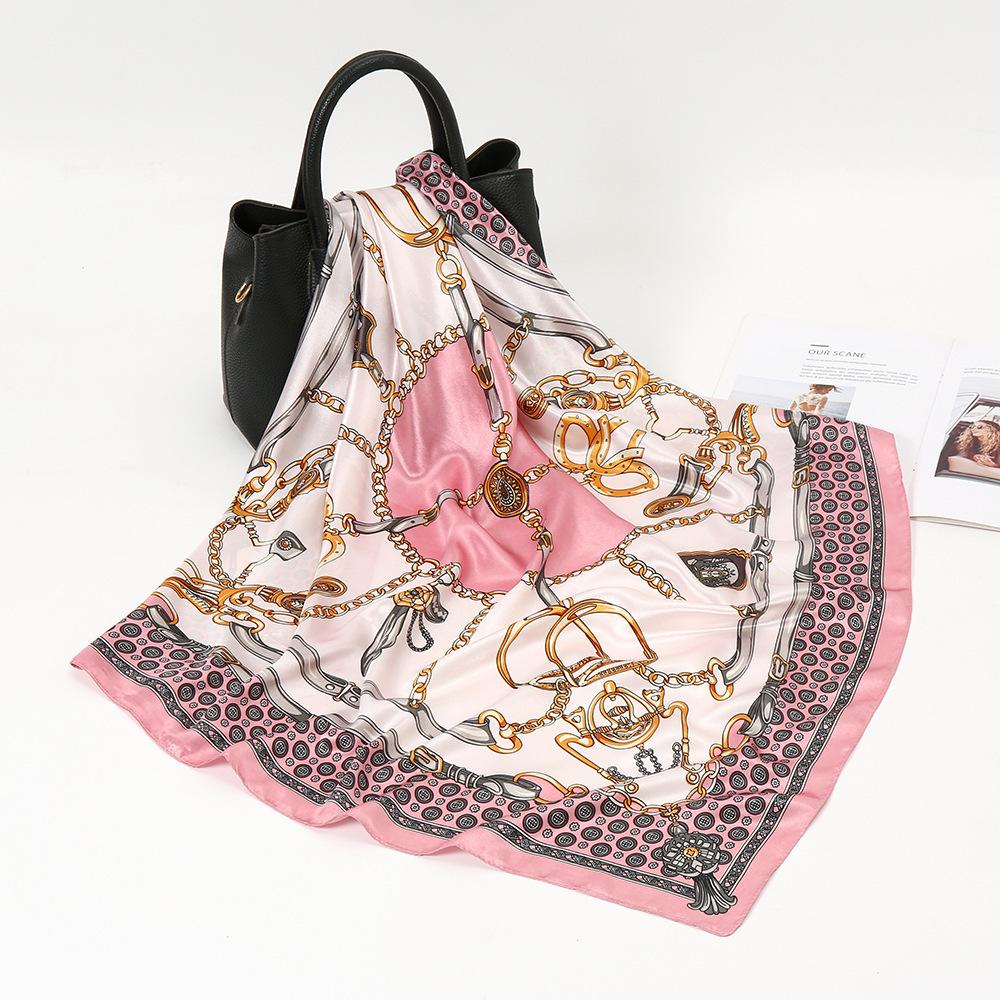 New European and American Printed Silk Square Scarf Fashion Women's Versatile Bag Headscarf Professional Scarf Silk Scarf