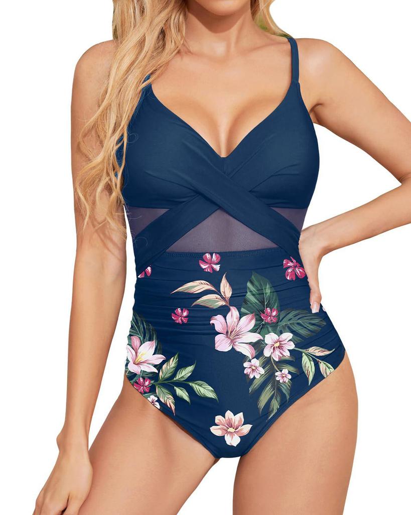 Слитный купальник с перекрестной сеткой на спине для женщин