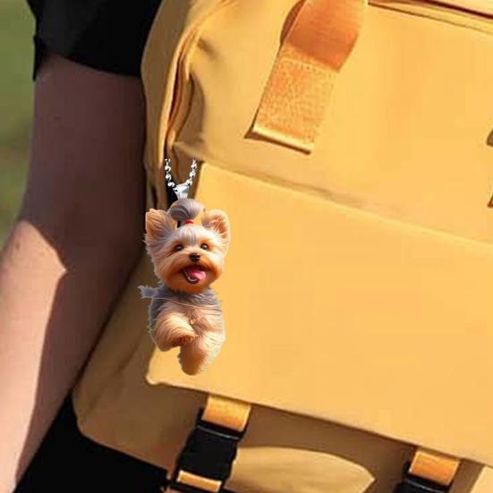 Подвесное украшение, креативный 2D акриловый плоский мультяшный кулон в виде собаки с ремешком, легко подвешиваемый брелок, автомобильный аксессуар