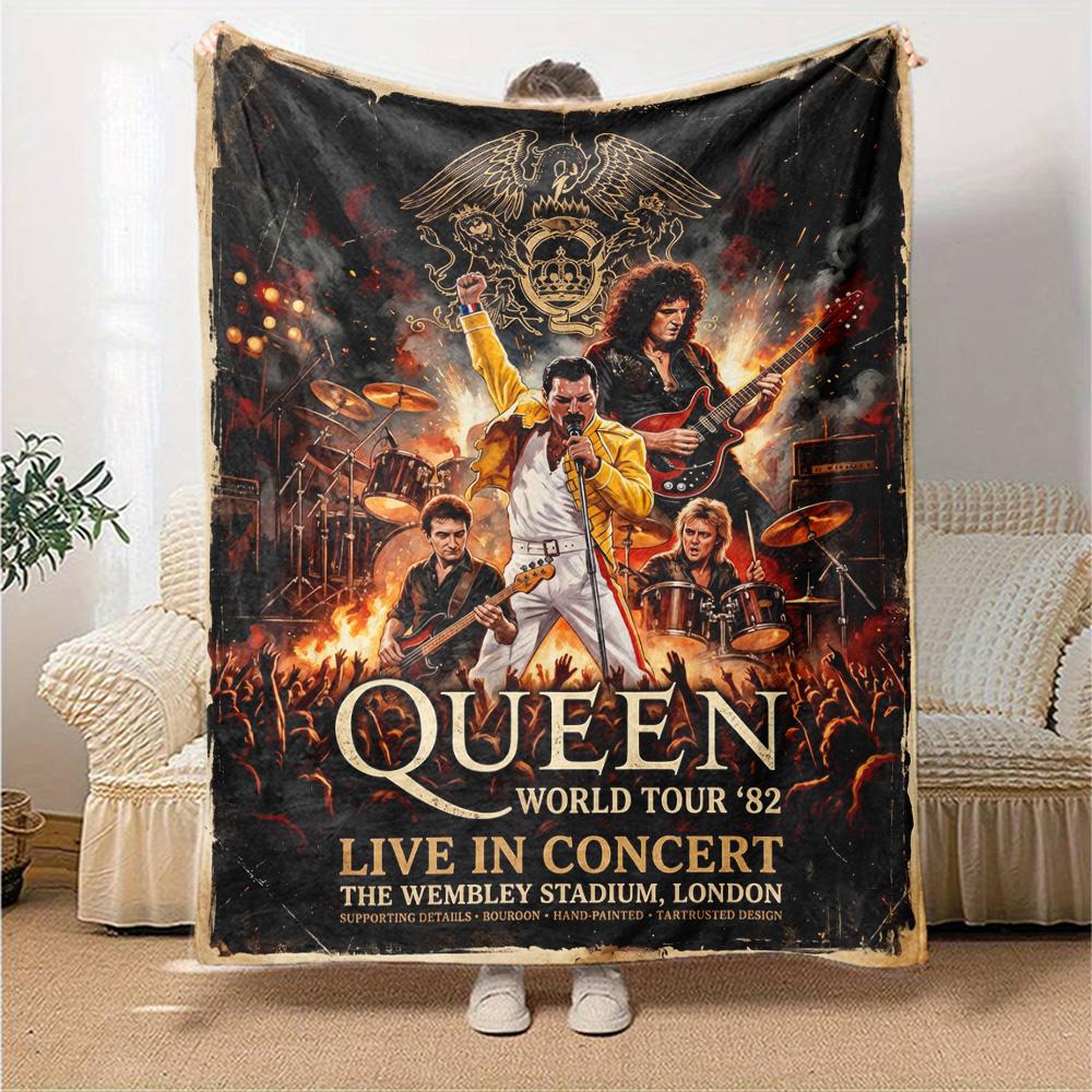 Freddie Mercury Print Flannel Blanket High Quality Warm Comfortable Cover for All Seasons Perfect for Gifts Home Decor
