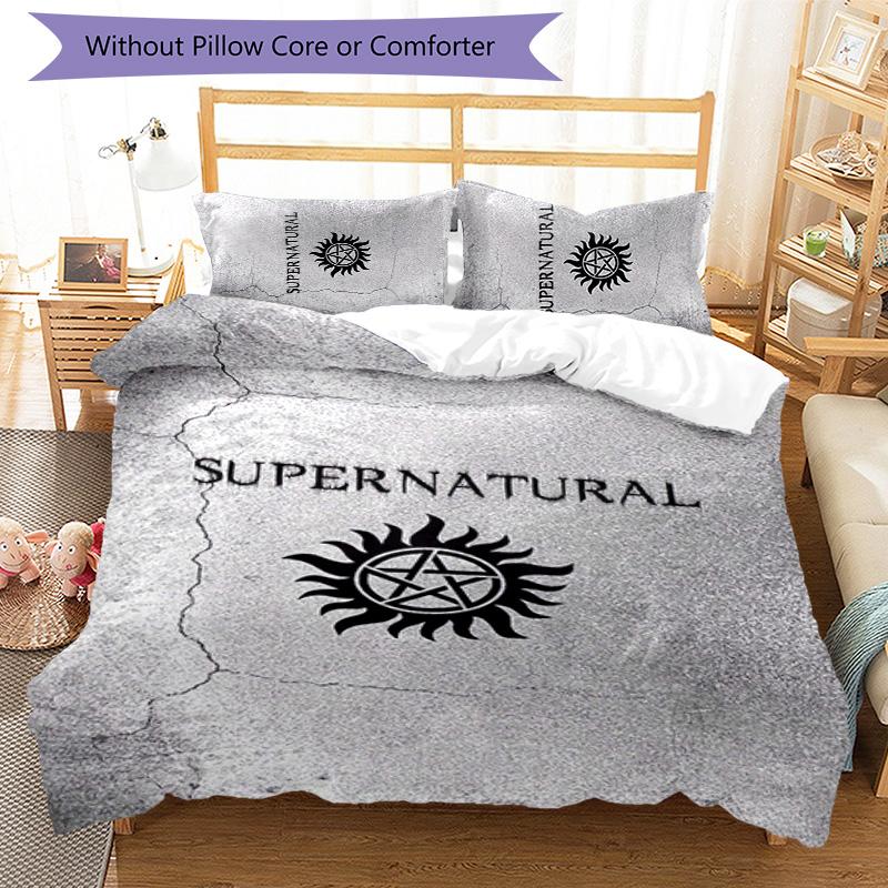 Supernatural 3pcs Bedding Set Duvet Cover Closure Includes 1 Duvet Cover & 2 Pillowcases for All Seasons Bedroom Home Dorm Decor