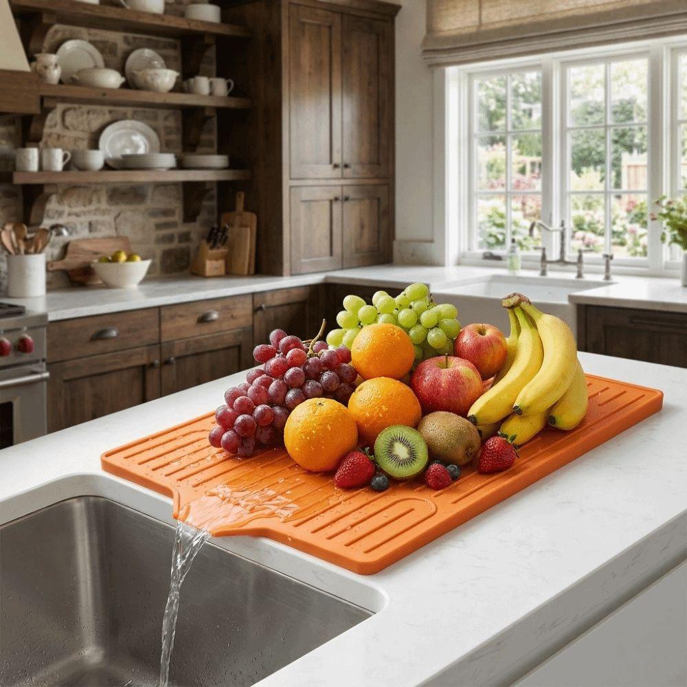 Heat Resistant Kitchen Sink Mat Drainage Function Dish Drying Pad Home Kitchen