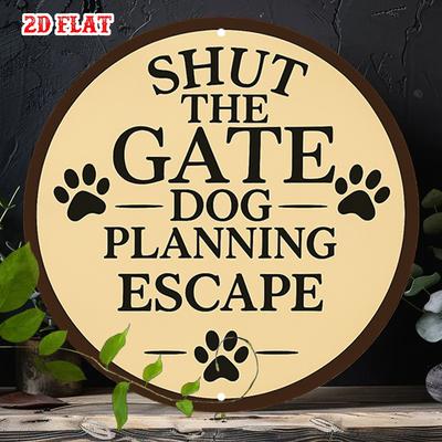 D Flat Round Sign for Dogs Featuring a Playful Design Perfect for Home Garage Dining Areas Or Cafes Measures Cm
