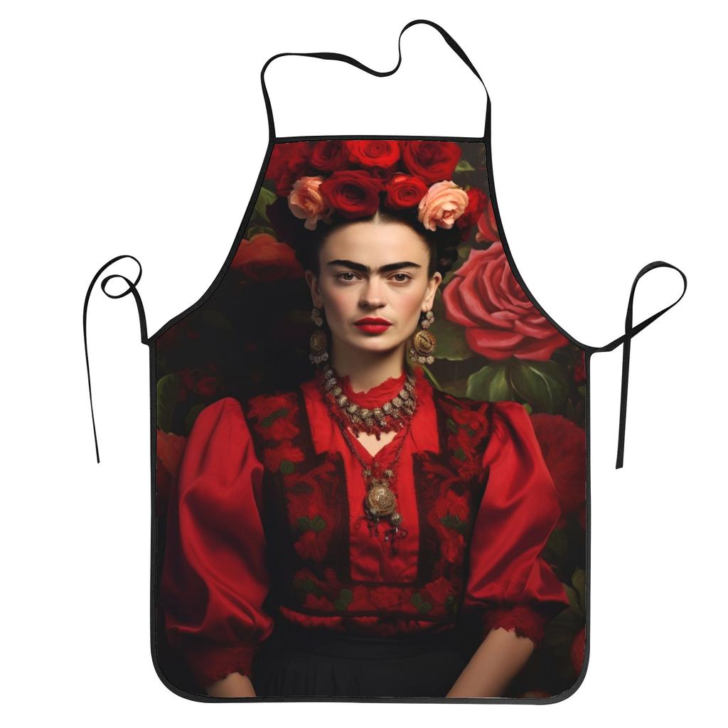 F-Frida K-Kahlo Polyester Aprons Paintings 52*72cm Kitchen Grill Bib Tablier Home Cleaning Gardening Pinafore for Manicurist