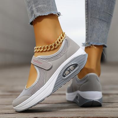 Женские повседневные сетчатые кроссовки, дышащие и удобные туфли на платформе с мягкой подошвой, повседневная обувь на танкетке для ходьбы