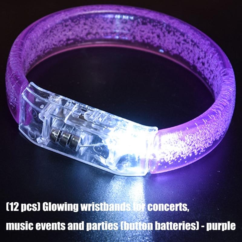 12pcs Light Up Party Bracelets Acrylic LED Wristbands For Kids Adults Concerts Festivals Nighttime Activities Multicolored Glowing Effect