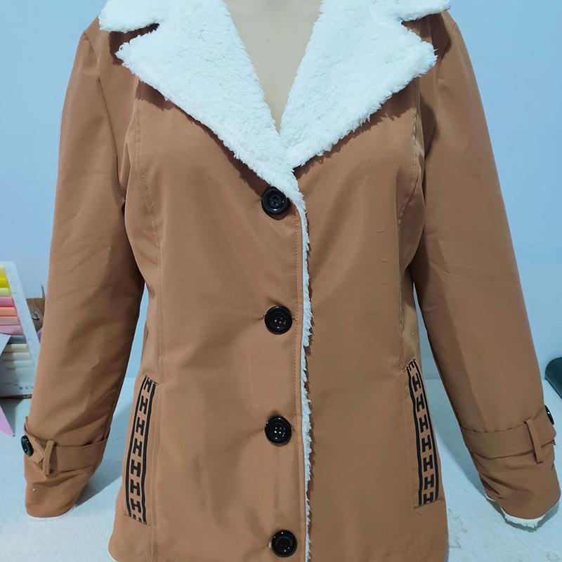IELGY Зимняя повседневная однотонная куртка, женская одежда, теплая с длинными рукавами и лацканами, бархатный хлопок