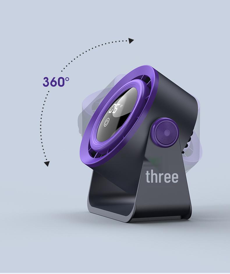Bladeless Rechargeable Desktop Fan: Ultra-Quiet, Digital Display, High-Speed Turbo, Strong Wind Power.