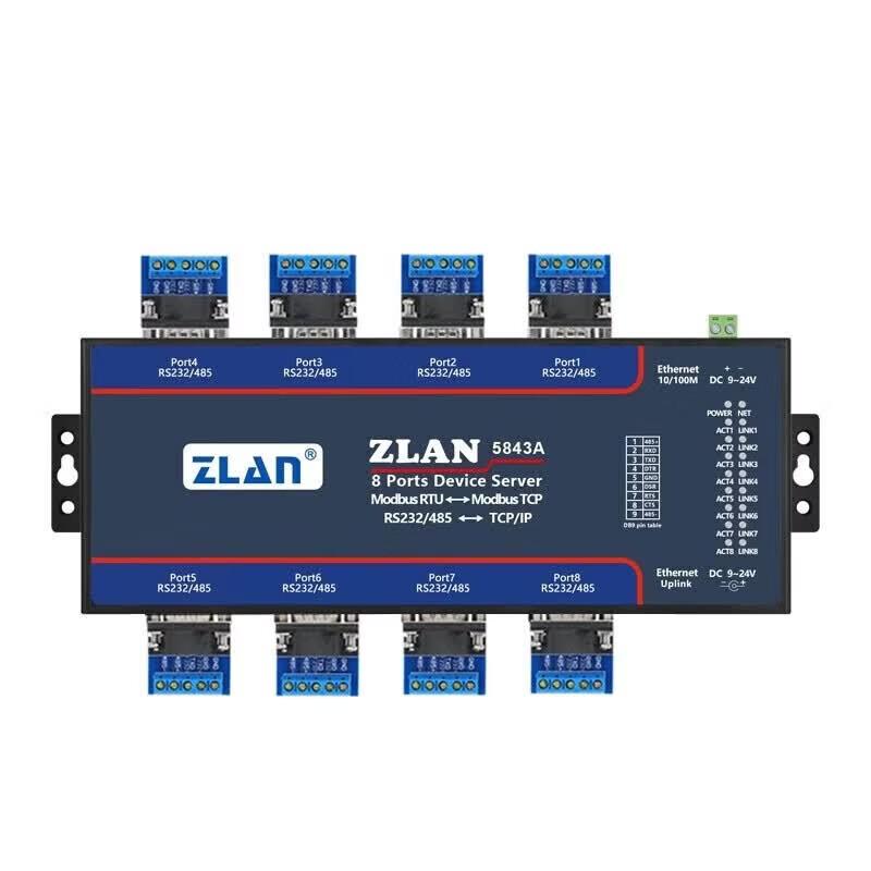 ZLAN 5843A 8-Port RS232/485 to Ethernet Serial Server