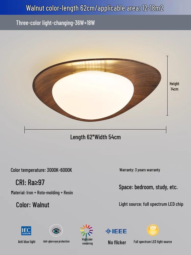 "Nordic Wood Grain Ceiling Lamp for Bedroom & Kids' Room"