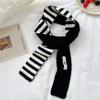 Striped Knitted Scarf Women'S Autumn And Winter Thickened Warm Student Ins Fashion Trend Scarf Gloves
