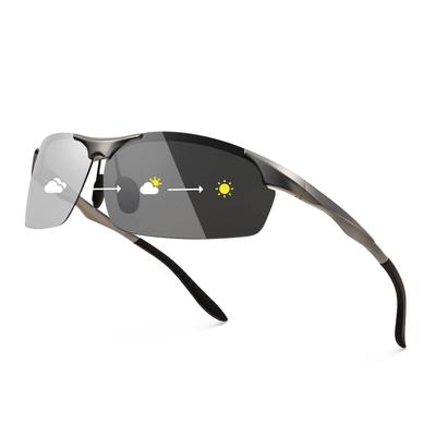 Поляризационные фотохромные солнцезащитные очки FEISEDY с защитой UV400 для и B1087 Мужская защита, Овальные, Квадратные, Маленькие, Сплав, Полуободковая оправа, Легкие, Спортивные,
