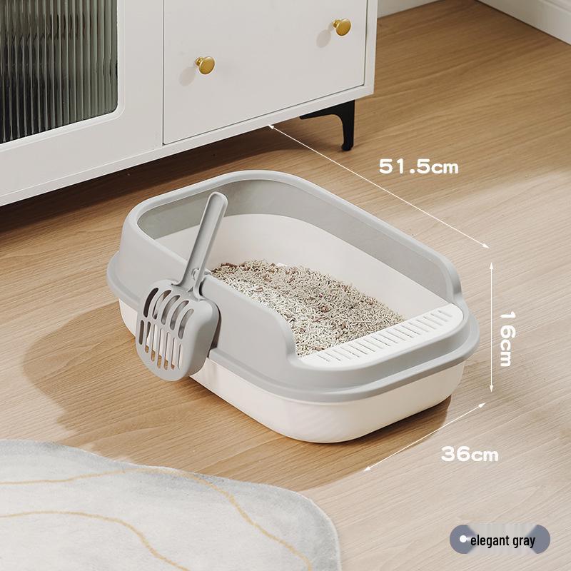 Large Semi-Enclosed Thickened Cat Litter Box with Scoop - Anti-Splash Design