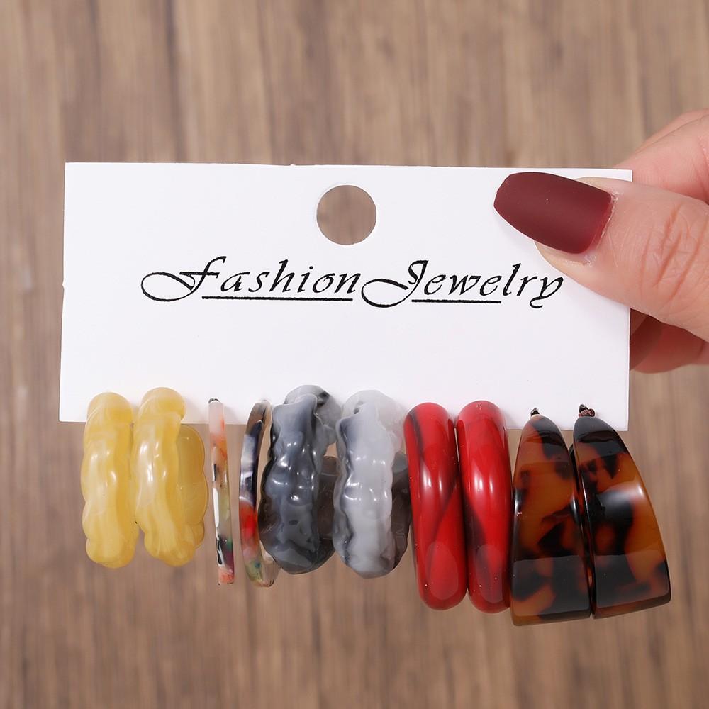 Best-selling C-shaped stud earring set, Korean fashionable acrylic sweet earrings