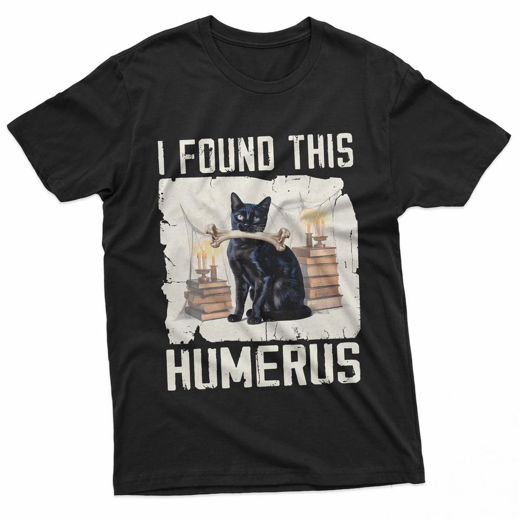 I Found This Humerus Vintage Funny Scary Black Cat Halloween T-Shirt