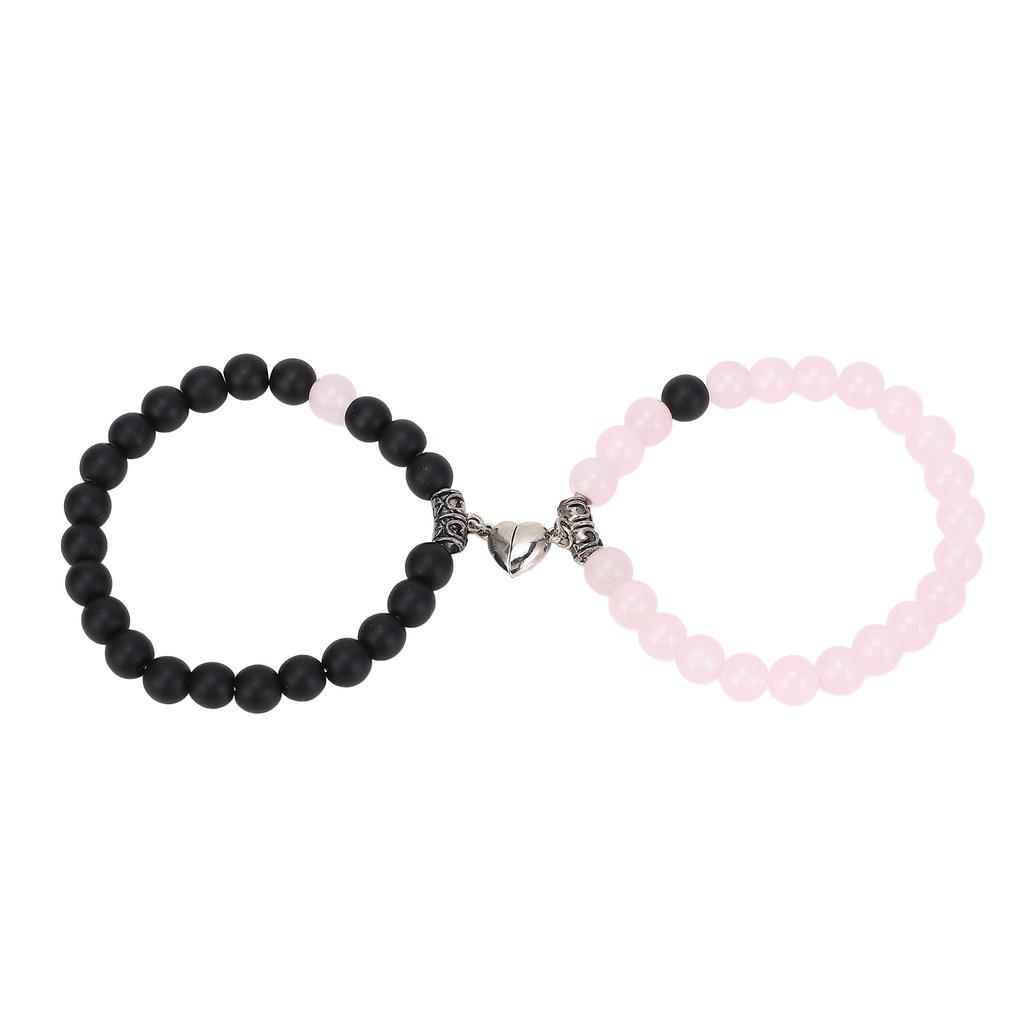 1 Pair Couple Bracelets Alloy Glass Beads Connection Heart Matching Beaded Bracelet