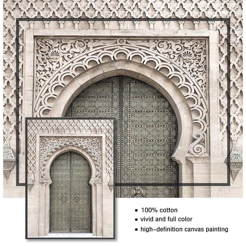 Исламская архитектура, плакат с принтом, настенные картины, декор в стиле бохо, марокканская дверь, настенное искусство, золотой Коран, арабская каллиграфия, холст, тяжелое дыхание