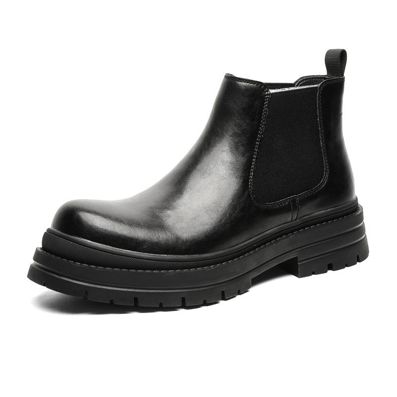 Новые осенне-зимние ботинки Chelsea Martin мужские высокие в британском стиле на толстой подошве с эффектом увеличения высоты, бархатные короткие ботинки 14402-J