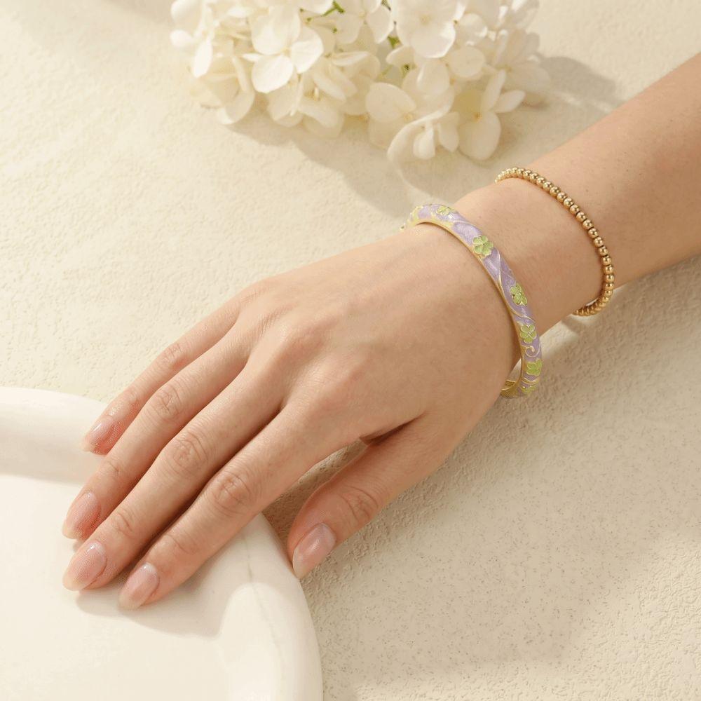 Cloisonne Enamel Enamel Dropped Glaze Bangle Flower Oil Drop Bracelet Women's Gift