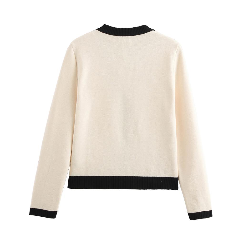 С золотыми пуговицами Traf осень/зима модный цветной короткий круглый вырез женский вязаный кардиган