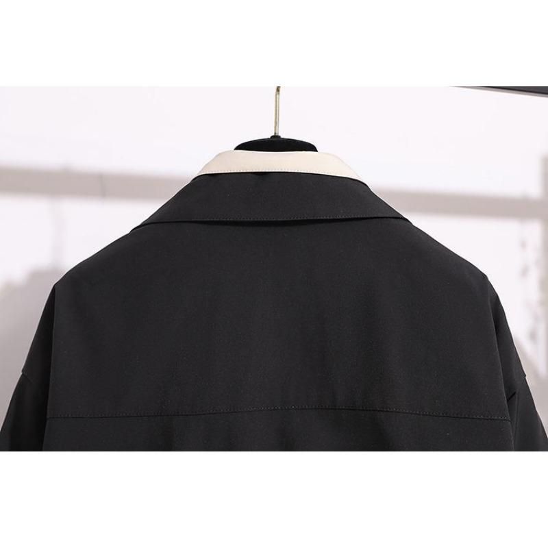 Women Stand Collar Workwear Loose Short Jacket Casual Top