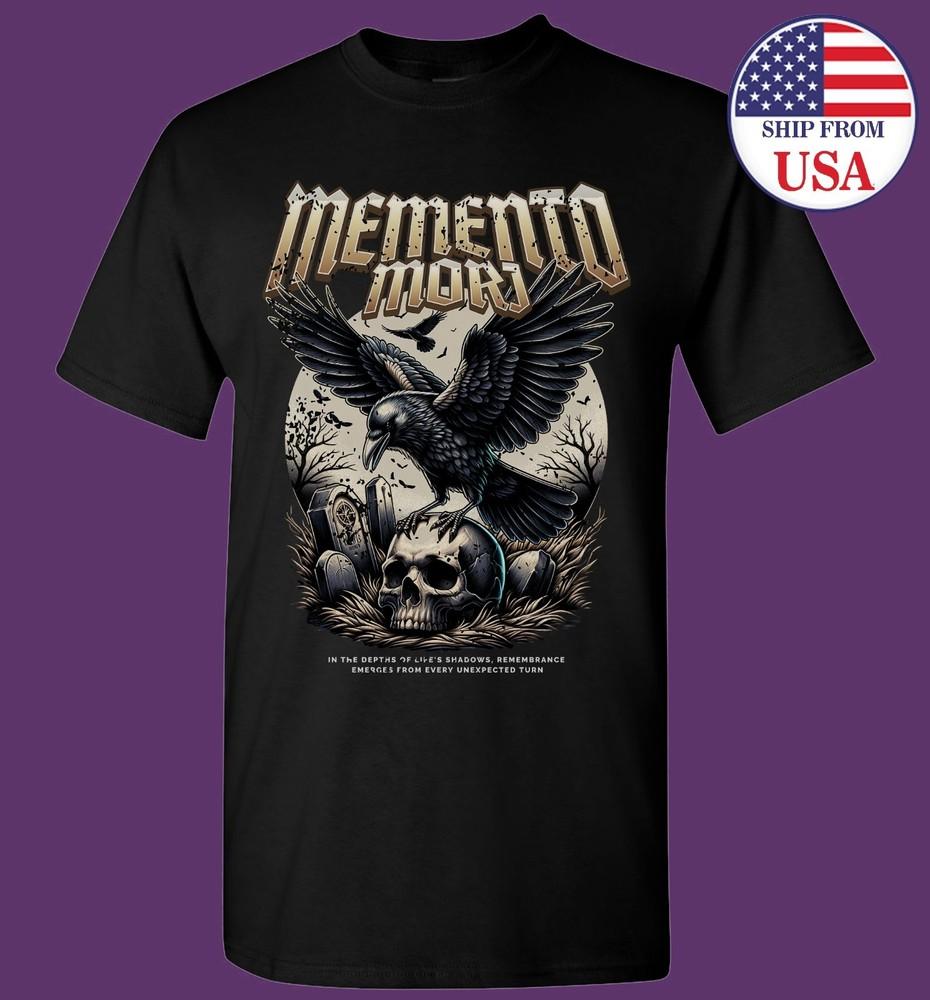 Memento Mori Raven Skull Cemetery Gothic T-shirt