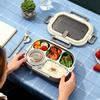 Ланч-бокс, безопасный для микроволновой печи, с ложкой, для взрослых, из нержавеющей стали, пищевой контейнер для школы, кемпинга, весенней поездки, на работу, для фруктов, супа