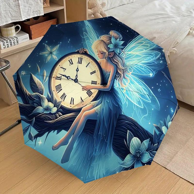 1pc Fairy Clock Night Fantasy Umbrella with Plastic Handle,Suitable for All Seasons Home Travel Outdoor UmbrellaDD260