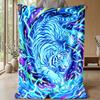 Energetic Blue Tiger Artwork Theme blanket Lightweight Warm Flannel Blanket Decorative Throw Blanket for Home Decoration