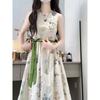High-end French Sleeveless Vest Floral Dress Casual Summer New Seaside Vacation Temperament Long Dress