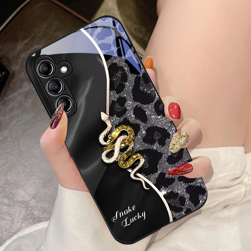 Розовый чехол-бампер со змеиным принтом для Samsung Galaxy A14 4G 20 30 52 20S 21S 22 A32 33 34 42 50 51 53 54 70 71 72 73 5G