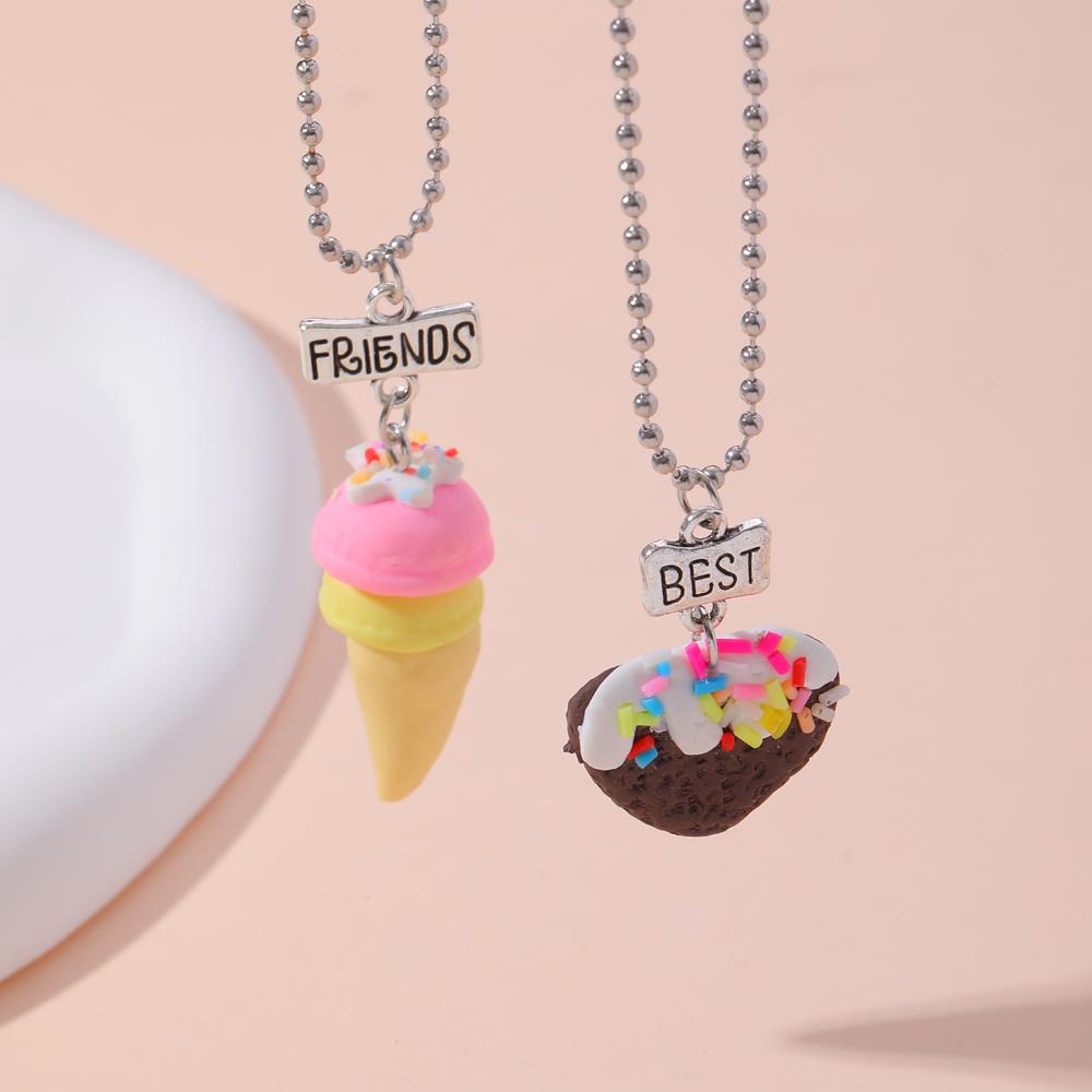 15 Стилей Подвеска из Полимерной Глины Набор Ожерелий для Лучших Друзей BFF Fimo Радужный Леденец Рожки для Мороженого Бусины-Шармы Цепочка Подарок для Детей