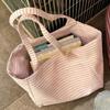 1Pcs Durable Large Capacity Canvas Shoulder Bag Striped Simple Top-Handle Handbag Travel Casual Striped Tote Bag