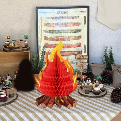 Декорация 'Костер' Yousheng, 3D, из бумаги, соты, centerpiece, искусственное пламя, складной, для похода, девичника