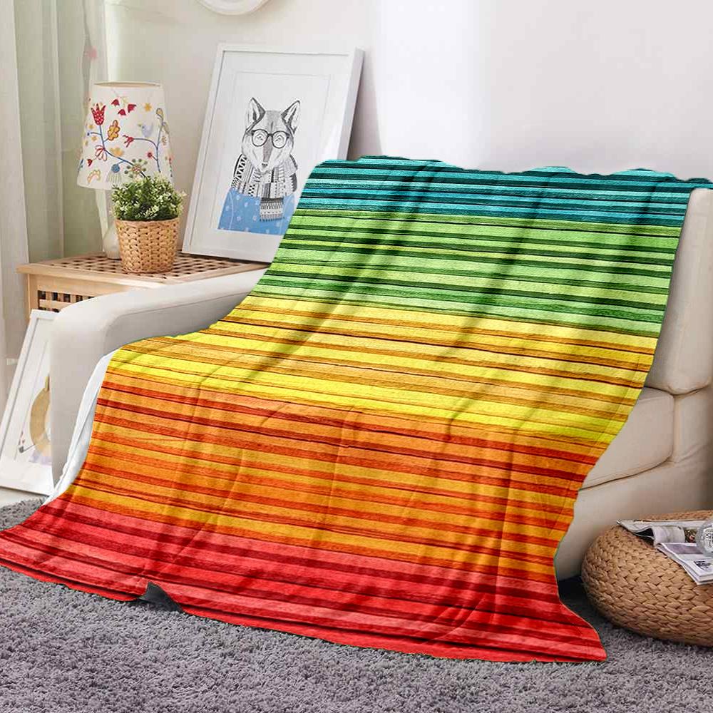Rainbow Stripes Flannel Blanket Throw Blanket Soft Warm Sofa Bed Camping Car home Decor Unique Christmas Gift C930751
