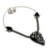 Black Onyx Black Spinel Gemstone 925 Silver Plated Jewelry Necklace 18"