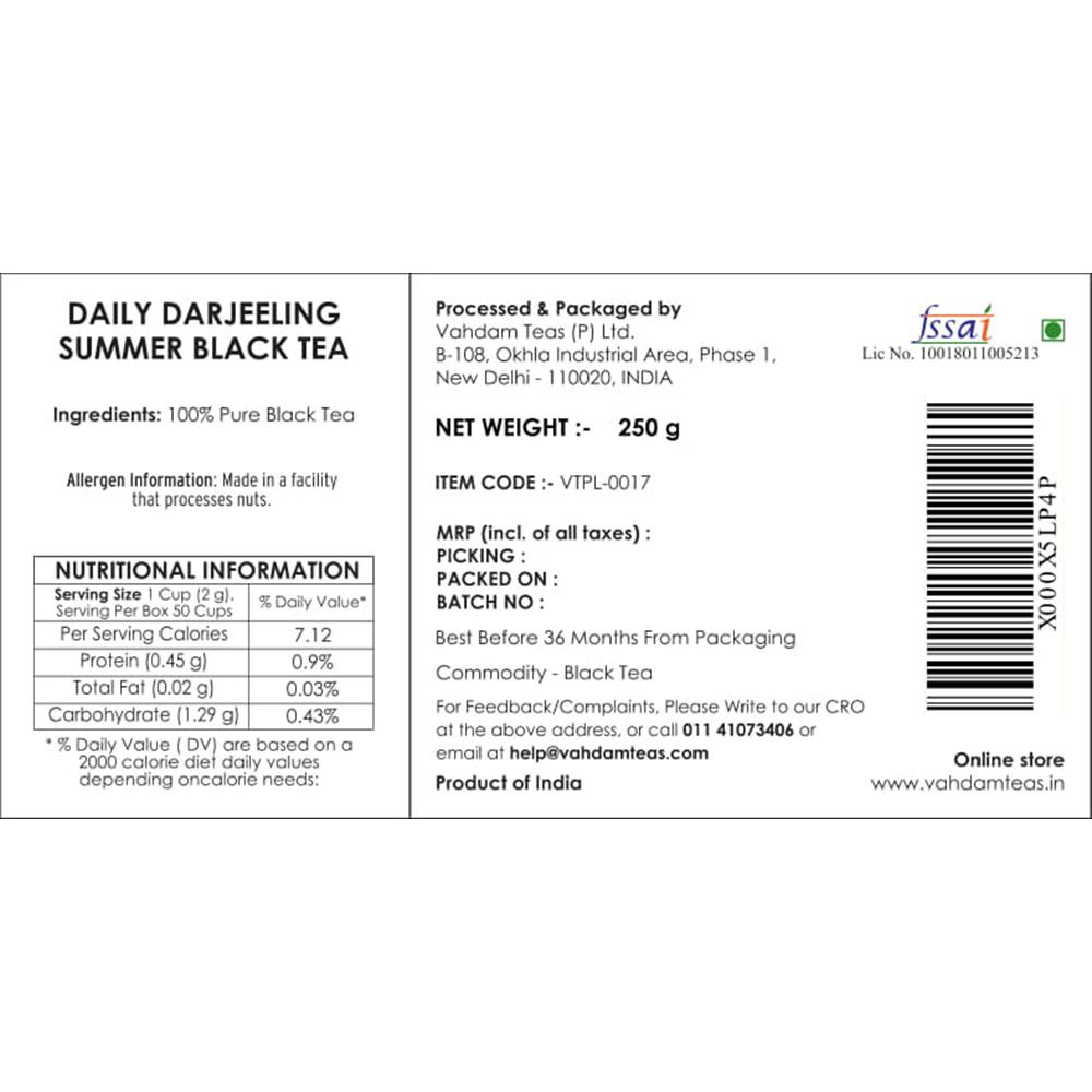 Black Tea Darjeeling (250 G), Daily Darjeeling Black Tea, VAHDAM