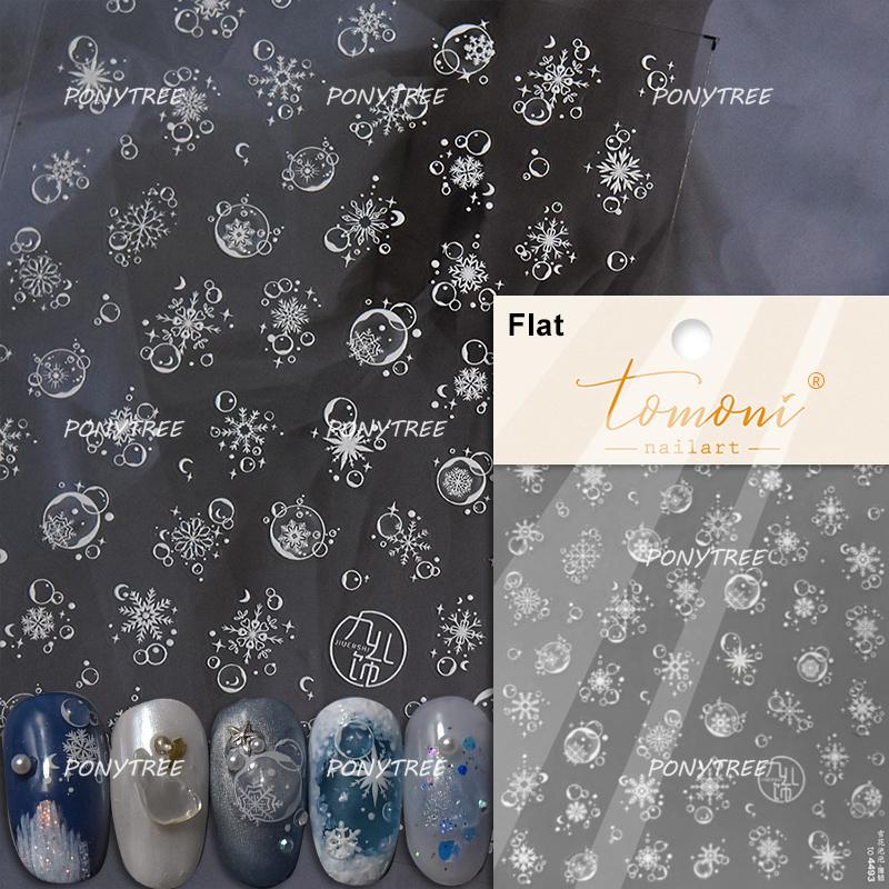 Silver White Snowflake Rhinestone Star Love Lace Winter Chic Snow Shiny Chic Delicate 5D Nail Art Stickers Manicure Decals
