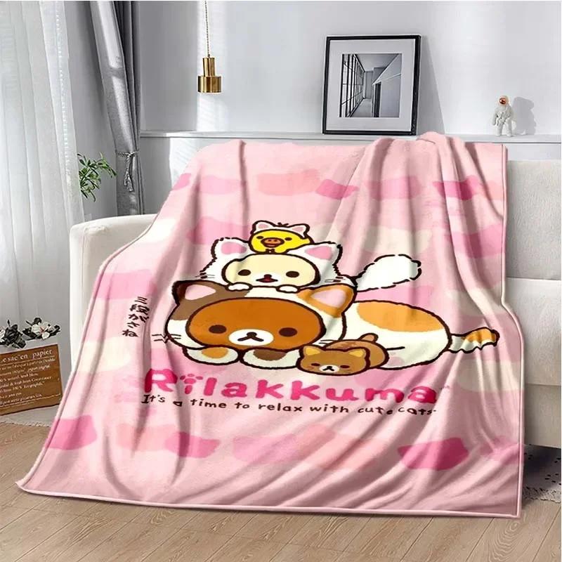 Мультяшный Rilakkuma Аниме Девочки Пледы Одеяло для Ребенка Поход Пикник Кровать Супер Мягкое Милое каваи Фланелевое Одеяло подарок на день рождения