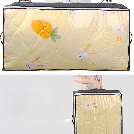 Foldable Underbed Storage Bag with Reinforced Handle Portable Large Capacity Clothes Quilt Bag Dustproof Organizer