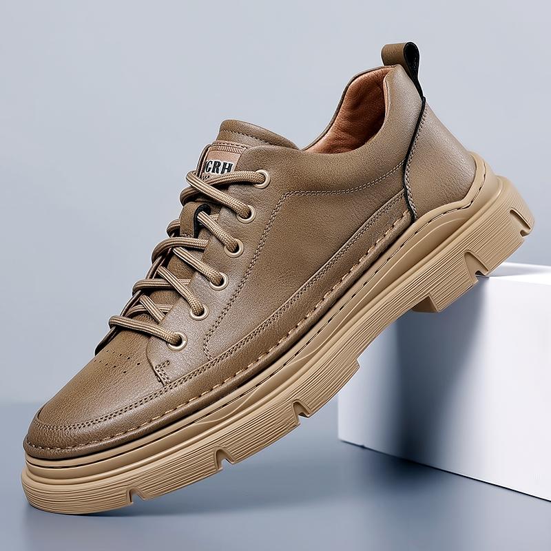 Весенние высококачественные мужские модные повседневные туфли на шнуровке с толстой подошвой, нескользящие, брендовые классические удобные спортивные туфли из коровьей кожи