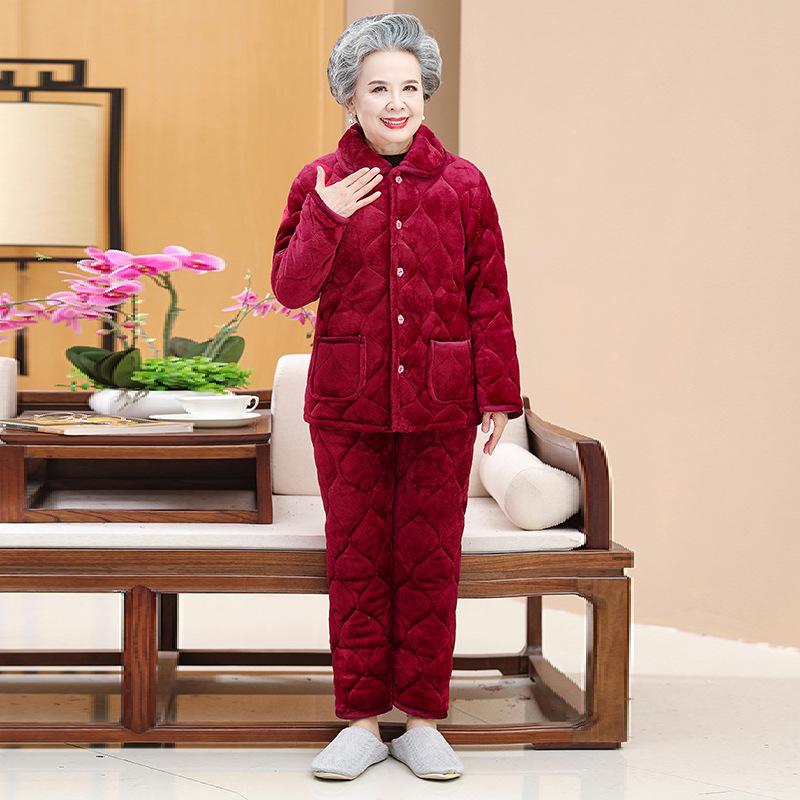 Женская домашняя одежда трехслойная утепленная пижама зимняя одежда бархатный комплект с подкладкой