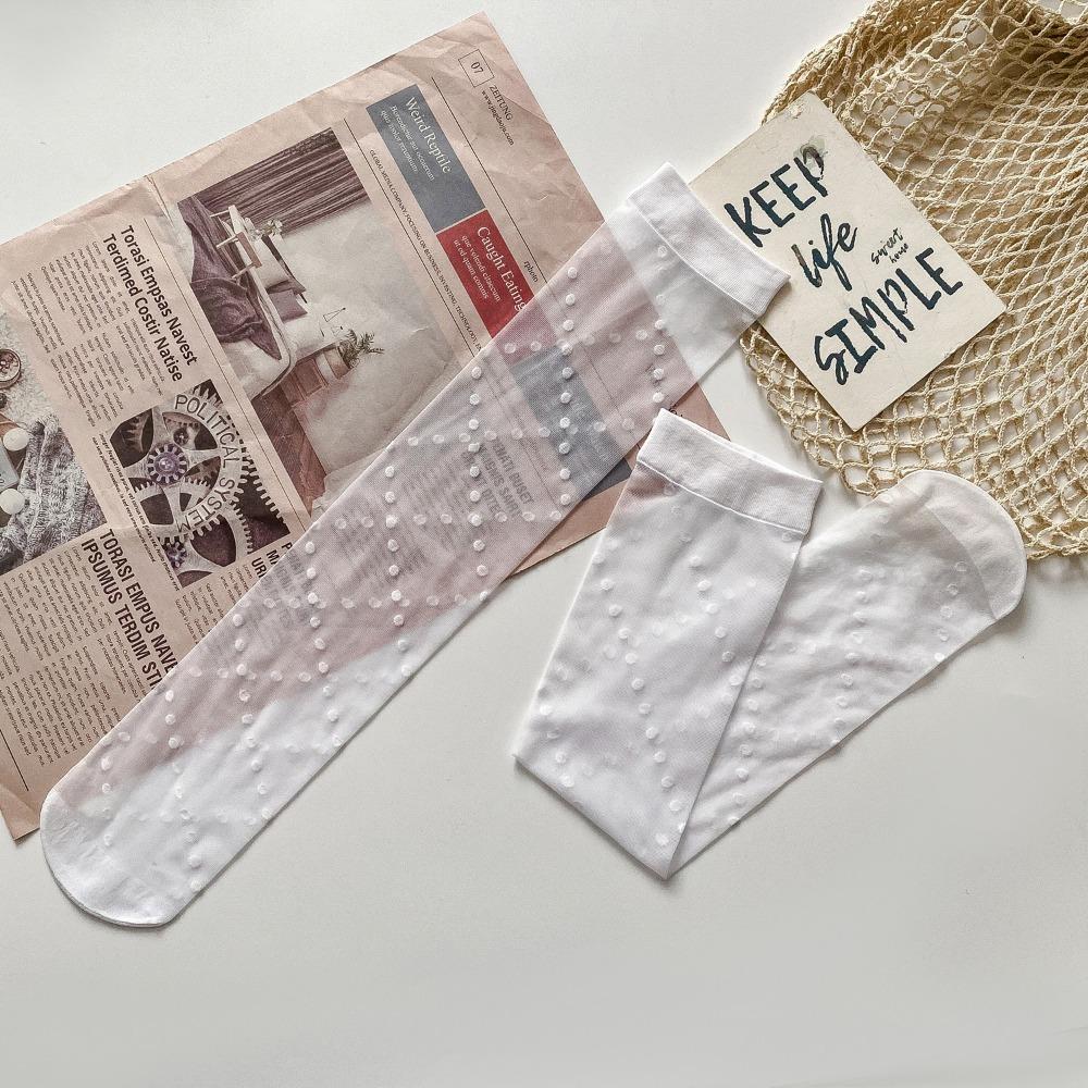 Носки для девочек из черного шелка в горошек JK Medium Tube Socks Y2K Millennium Japanese Jacquard Twill Polo Dot White Lolita Tide