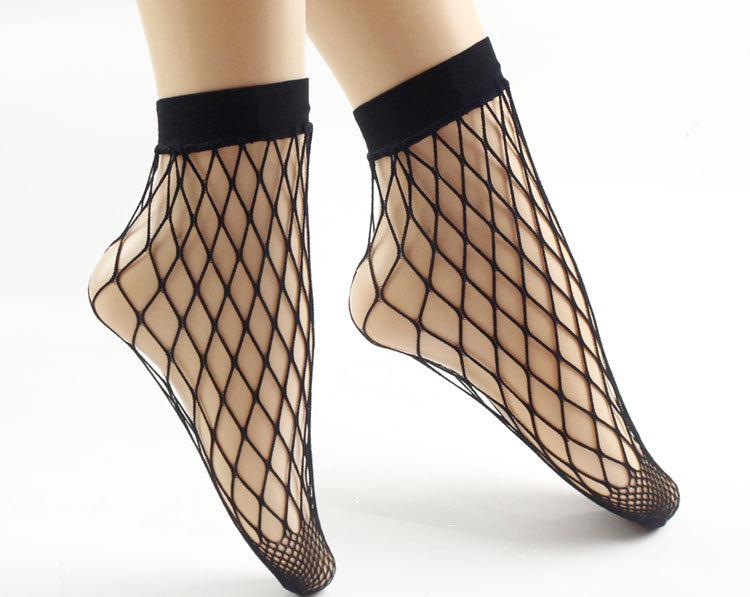 Летние кружевные носки-сетка до щиколотки Black Pearl - Дышащие, невидимые чулки больших размеров