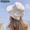 1PC Simple Solid Color Bow Big Brimmed Sun Hats Spring Summer Versatile Windproof Sunscreen Hats Lightweight Bucket Hats